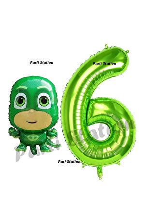 Pijamaskeliler Yaş Balon Seti Pjmasks Konsept Helyum Balon Set Pijamaskeli Doğum Günü Set