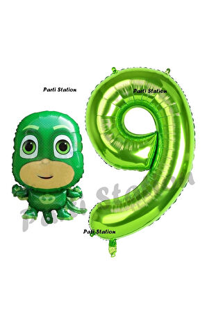 Pijamaskeliler Yaş Balon Seti Pjmasks Konsept Helyum Balon Set Pijamaskeli Doğum Günü Set