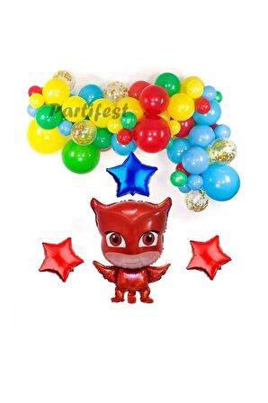 Pijamaskeliler Yaş Balon Seti Pjmasks Konsept Helyum Balon Set Pijamaskeli Doğum Günü Set