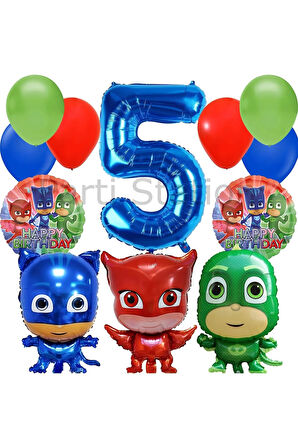 Pijamaskeliler 1 Yaş Balon Seti Pjmasks Konsept Helyum Balon Set Pijamaskeli Doğum Günü Set
