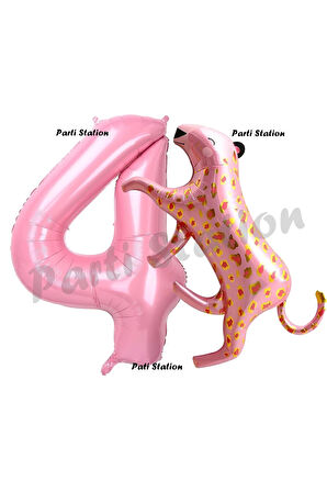 Pembe Leopar 6 Yaş Balon Set Pembe Leopar Safari Konsept Doğum Günü Parti Balon Set