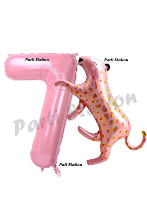 Pembe Leopar 6 Yaş Balon Set Pembe Leopar Safari Konsept Doğum Günü Parti Balon Set