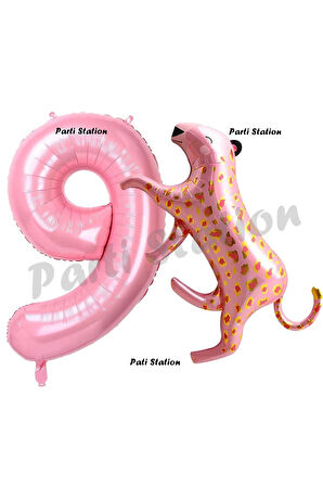 Pembe Leopar 6 Yaş Balon Set Pembe Leopar Safari Konsept Doğum Günü Parti Balon Set