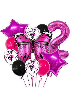 Pembe Kelebek 6 Yaş Balon Set Kelebek Konsept Doğum Günü Balon Balon Set