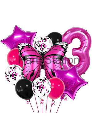 Pembe Kelebek 6 Yaş Balon Set Kelebek Konsept Doğum Günü Balon Balon Set