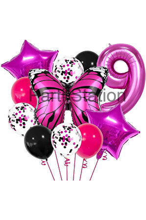 Pembe Kelebek 6 Yaş Balon Set Kelebek Konsept Doğum Günü Balon Balon Set