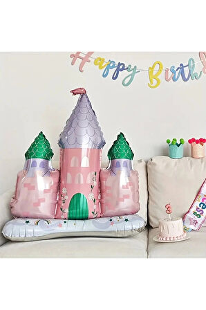 Prenses Konsept Pembe Mor Balon Prenses Evi Şato Balon Konsept Doğum Günü Balon