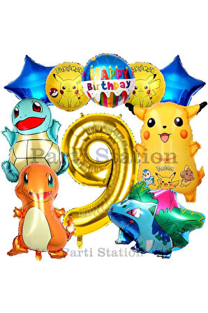 Pokemon Konsept 7 Yaş Doğum Günü Balon Set Pokemon Pikaçu Balbazar Çarmender Sikörtıl Balon