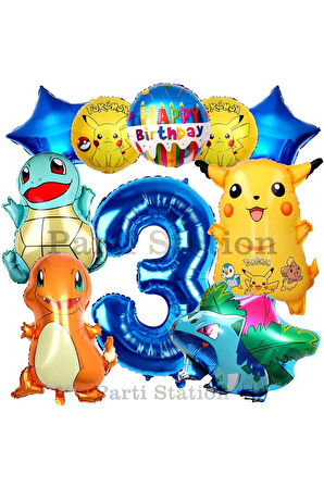 Pokemon Konsept 5 Yaş Doğum Günü Balon Set Pokemon Pikachu Bulbasaur Charmander Squirtle Balon
