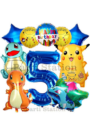 Pokemon Konsept 5 Yaş Doğum Günü Balon Set Pokemon Pikachu Bulbasaur Charmander Squirtle Balon