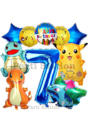 Pokemon Konsept 5 Yaş Doğum Günü Balon Set Pokemon Pikachu Bulbasaur Charmander Squirtle Balon
