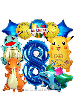 Pokemon Konsept 5 Yaş Doğum Günü Balon Set Pokemon Pikachu Bulbasaur Charmander Squirtle Balon