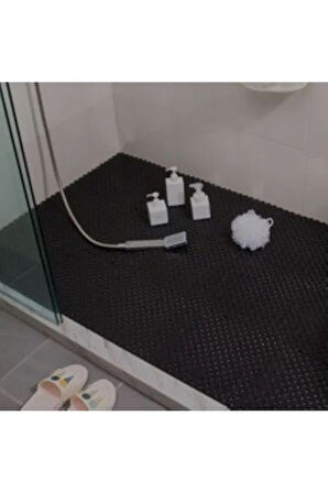 PVC KARE PASPAS 90 X 450 CM SİYAH BANYO KAYMAZ YER ZEMİN MATI