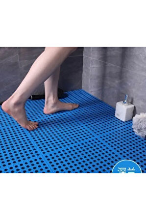 PVC KARE PASPAS 120 X 650 CM MAVİ BANYO KAYMAZ YER ZEMİN MATI