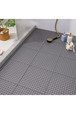PVC KARE PASPAS 90 X 100 CM GRİ BANYO KAYMAZ YER ZEMİN MATI