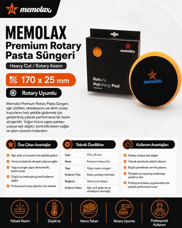 Premium Rotary Pasta Süngeri 170*25 Turuncu