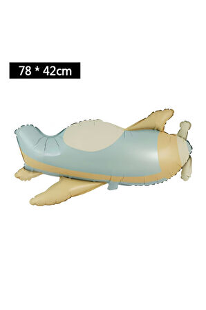 Retro Ayıcık Uçak Polis Arabası Gökkuşağı Konsept 1 Yaş Balon Set Retro Konsept Doğum Günü Balon Set