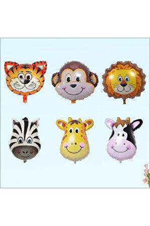 Altın Renk Rakam Balonlu Safari 6 Yaş Doğum Günü Parti Balon Set Safari Hayvanlar Tema Parti Set