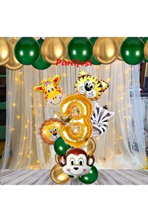 Safari Hayvanlar Yaş Balon Set Safari Konsept Helyum Balon Set Safari Doğum Günü Set