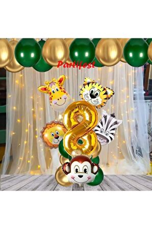 Safari Hayvanlar Yaş Balon Set Safari Konsept Helyum Balon Set Safari Doğum Günü Set