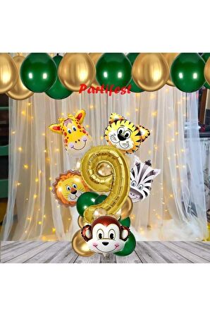 Safari Hayvanlar Yaş Balon Set Safari Konsept Helyum Balon Set Safari Doğum Günü Set