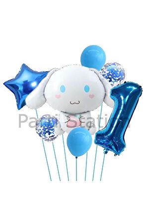 Sanrio Kuromi Cinnamon 1 Yaş Balon Set Anime Hello Kitty Kuromi Cinnamon Konsept Doğum Günü Balon