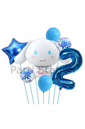 Sanrio Kuromi Cinnamon 1 Yaş Balon Set Anime Hello Kitty Kuromi Cinnamon Konsept Doğum Günü Balon