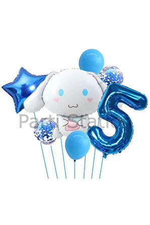 Sanrio Kuromi Cinnamon 1 Yaş Balon Set Anime Hello Kitty Kuromi Cinnamon Konsept Doğum Günü Balon