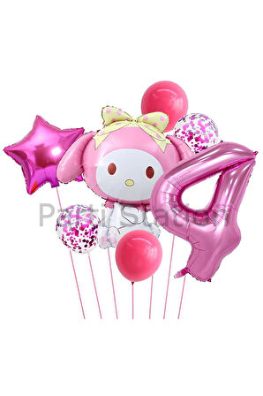 Sanrio Kuromi Melody 6 Yaş Balon Set Anime Hello Kitty Kuromi Melody Konsept Doğum Günü Balon