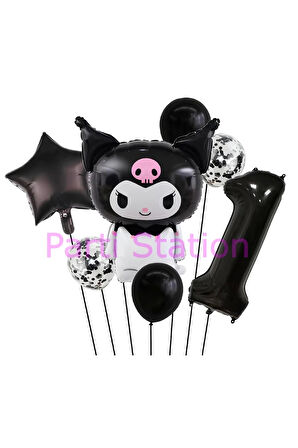 Sanrio Black Kuromi 4 Yaş Balon Set Anime Kawaii Kuromi Konsept Doğum Günü Balon Set