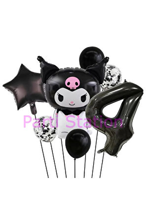Sanrio Black Kuromi 4 Yaş Balon Set Anime Kawaii Kuromi Konsept Doğum Günü Balon Set