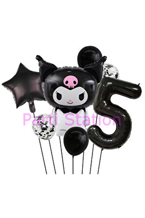 Sanrio Black Kuromi 4 Yaş Balon Set Anime Kawaii Kuromi Konsept Doğum Günü Balon Set