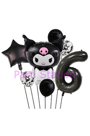 Sanrio Black Kuromi 4 Yaş Balon Set Anime Kawaii Kuromi Konsept Doğum Günü Balon Set