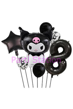 Sanrio Black Kuromi 4 Yaş Balon Set Anime Kawaii Kuromi Konsept Doğum Günü Balon Set