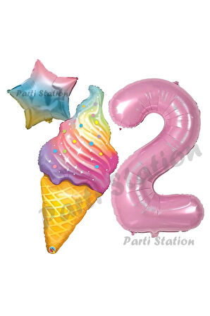 İce Cream Pastane Dondurma Konsept 7 Yaş Doğum Günü Balon Set Dondurma Tema Doğum Günü Balon