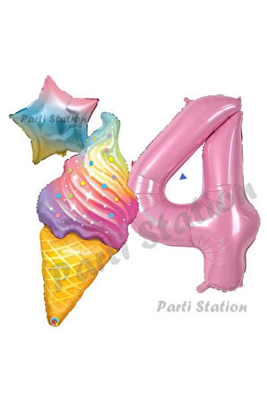 İce Cream Pastane Dondurma Konsept 7 Yaş Doğum Günü Balon Set Dondurma Tema Doğum Günü Balon