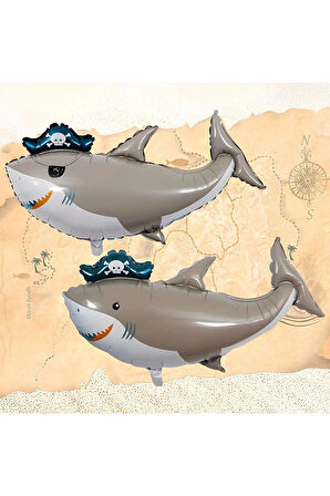 Korsan Köpek Balığı Balon Set Pirate Shark Tema Doğum Günü Balon Set