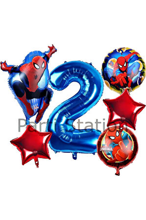 Spiderman Örümcek Adam 4 Yaş Doğum Günü Balon Set Spiderman Konsept Doğum Günü Balon Set