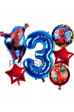 Spiderman Örümcek Adam 4 Yaş Doğum Günü Balon Set Spiderman Konsept Doğum Günü Balon Set