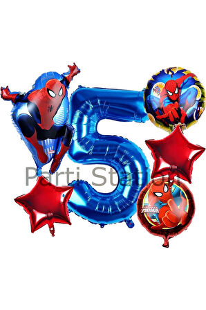 Spiderman Örümcek Adam 4 Yaş Doğum Günü Balon Set Spiderman Konsept Doğum Günü Balon Set