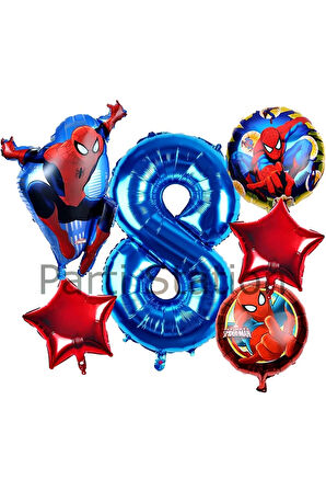 Spiderman Örümcek Adam 4 Yaş Doğum Günü Balon Set Spiderman Konsept Doğum Günü Balon Set
