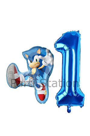 Tilki Sonic ve Lacivert Rakam Balon 3 Yaş Balon Set Tilki Sonic Boom Konsept Doğum Günü Balon Set
