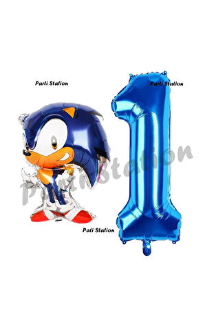 Tilki Sonic Balon 9 Yaş Doğum Günü Set Tilki Sonic Boom Konsept Balon ve Lacivert Rakam Balon