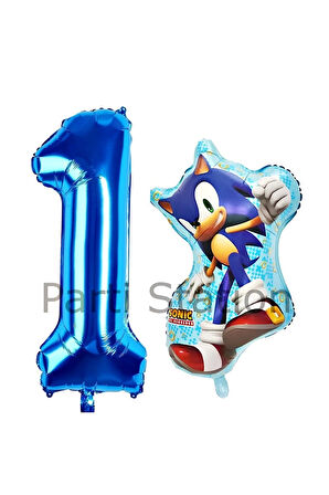 Tilki Sonic ve Lacivert Rakam Balon 2 Yaş Balon Set Tilki Sonic Konsept Doğum Günü Balon Set