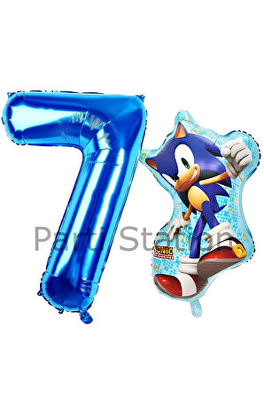 Tilki Sonic ve Lacivert Rakam Balon 2 Yaş Balon Set Tilki Sonic Konsept Doğum Günü Balon Set