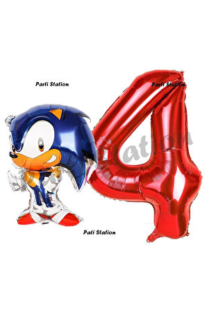 Tilki Sonic Balon 2 Yaş Doğum Günü Set Tilki Sonic Boom Konsept Balon ve Kırmızı Rakam Balon