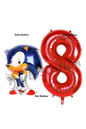 Tilki Sonic Balon 2 Yaş Doğum Günü Set Tilki Sonic Boom Konsept Balon ve Kırmızı Rakam Balon