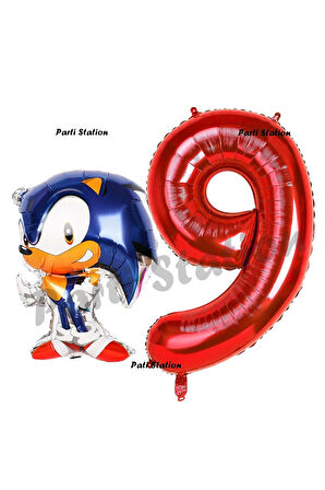 Tilki Sonic Balon 2 Yaş Doğum Günü Set Tilki Sonic Boom Konsept Balon ve Kırmızı Rakam Balon
