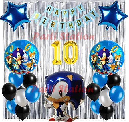 Tilki Sonic Boom Konsept 10 Yaş Balon Set Sonic Boom Tema Doğum Günü Arka Fon Süsleme Balon Set