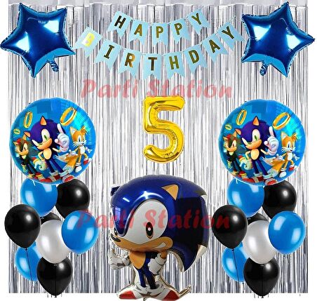 Tilki Sonic Boom Konsept 5 Yaş Balon Set Sonic Boom Tema Doğum Günü Arka Fon Süsleme Balon Set
